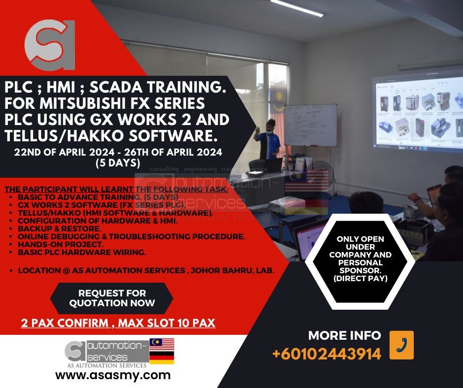 Master Mitsubishi FX Series PLC with Comprehensive Training sTARTING 22ND APRIL 2024 , BASIC TO ADVANCE , 5 DAYS!
