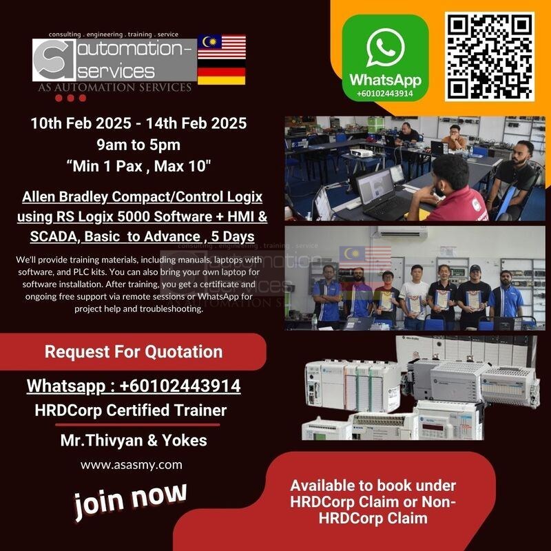 Master Allen Bradley PLCs: CompactLogix & ControlLogix Training (10th-14th Feb 2025)