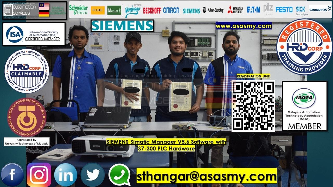 PLC , HMI , SCADA TRAINING in SIEMENS SIMATIC MANAGER V5.6 Software with S7-300 PLC Hardware and HMI using WinCC Flexible 2008, Basic to Advance, asasmy lab / HRDCorp Cliamable Courses / 5 Days / for a well-known factory automation solutions provider in