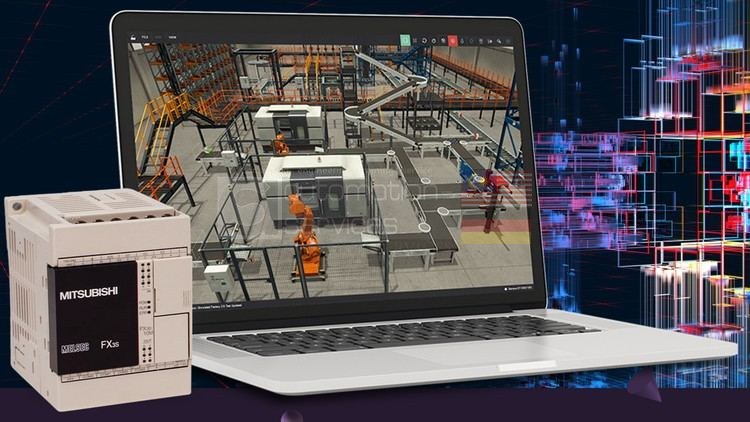 Mitsubishi PLC, GX Works 2 with Factory I/O — training photo