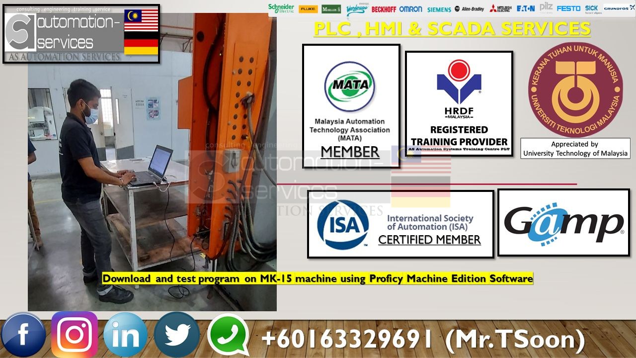 Download and test program on MK-15 machine using Proficy Machine Edition Software at a company that do High precision, custom molded rubber & plastic parts in Johor, Malaysia.