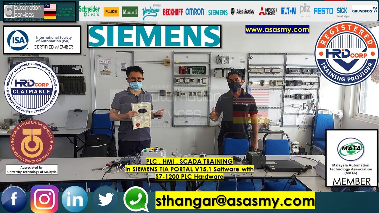 PLC , HMI , SCADA TRAINING in SIEMENS TIA PORTAL V15.1 Software with S7-1200 PLC Hardware Basic to Advance , In-House / ASASMY LAB / One-to-One Training / Personal Sponser / working in company wich is leading global provider of information and communicat