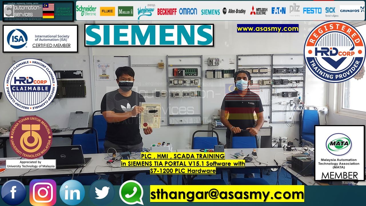 PLC , HMI , SCADA TRAINING in SIEMENS TIA PORTAL V15.1 Software with S7-1200 PLC Hardware & IIOT Basic to Intermediate , In-House / ASASMY LAB / One-to-One Training / Personal Sponser / Working in Singapore. — training photo