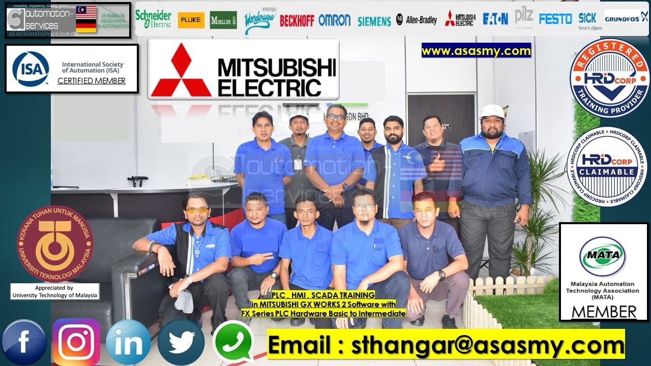 PLC , HMI , SCADA TRAINING in MITSUBISHI GX Works 2 Software with FX Series PLC Hardware Basic to Intermediate , On-Site , For a Company that manufacture automotive parts for mazda, kedah, malaysia.