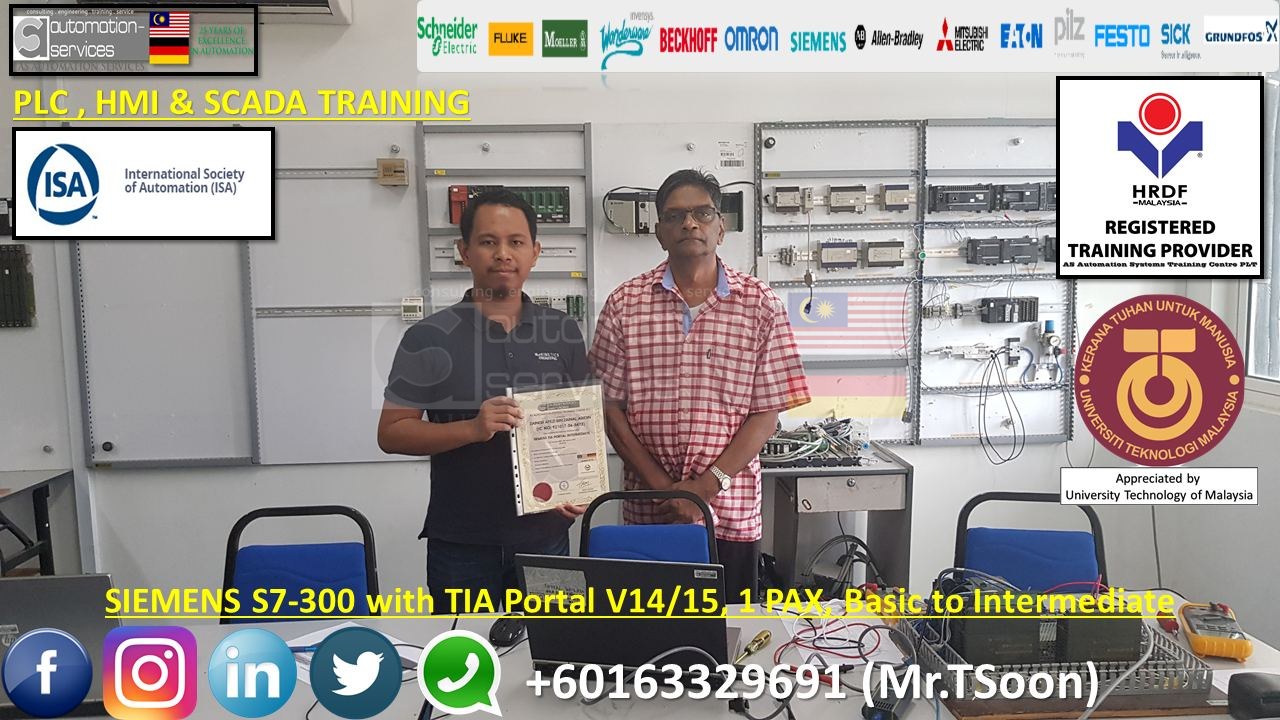 SIEMENS S7-300 (TIA Portal V14/15) with WinCC Runtime, Basic & Intermediate.
