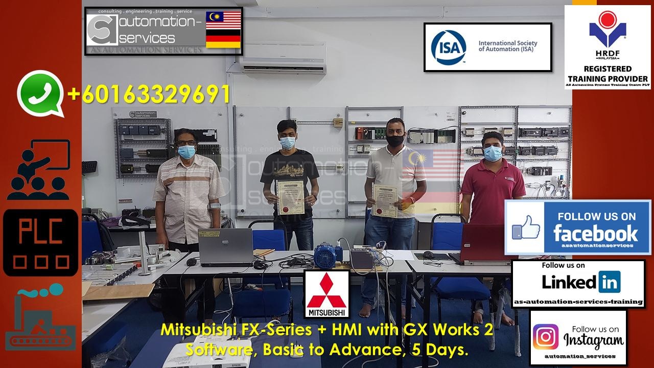 Mitsubishi FX-Series + HMI with GX Works 2 Software, Basic to Advance, 5 Days.