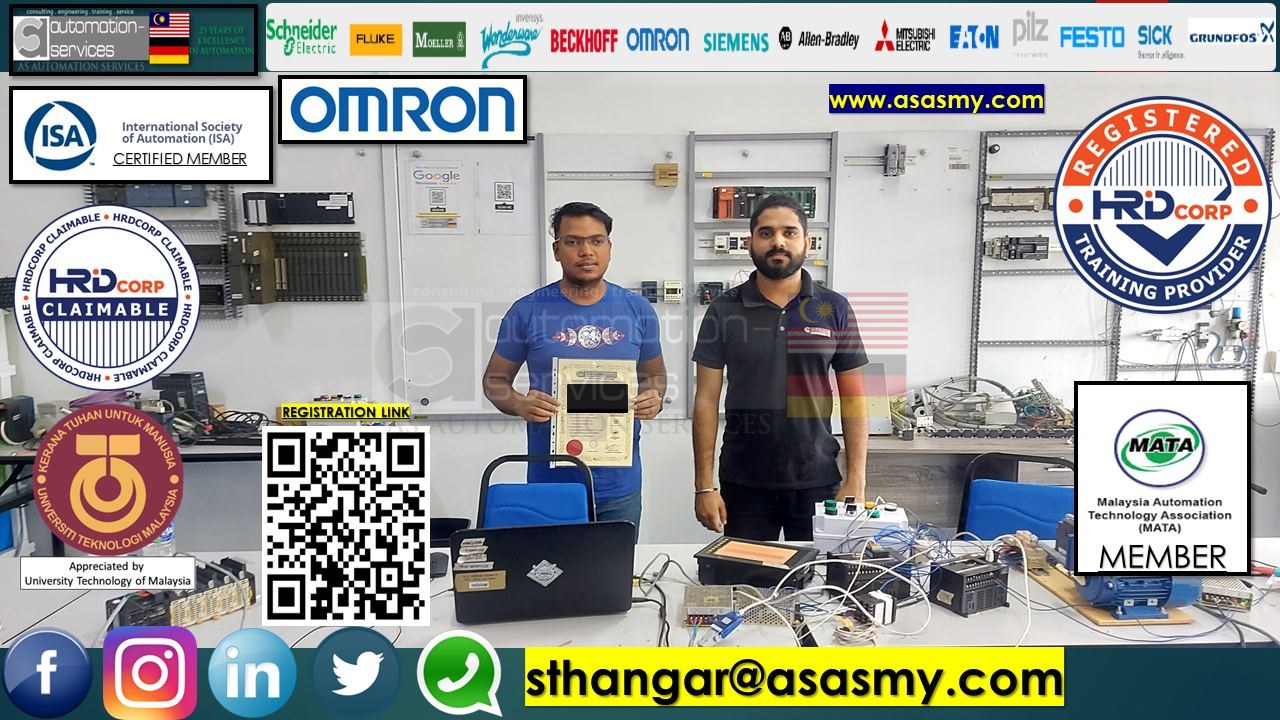 OMRON C Series PLC, CX-Programmer . HMI using VSFT and Tellus with VFD Motor using Analog IO, BASIC to Intermediate , Personal Sponsor from Myanmar working in Singapore Manufacturing Plant. — training photo
