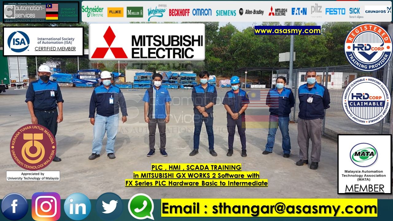 PLC , HMI , SCADA TRAINING in MITSUBISHI GX Works 2 Software with FX Series PLC Hardware Basic to Intermediate , On-Site , For a Company that manufacture automotive parts, large scale in malaysia.
