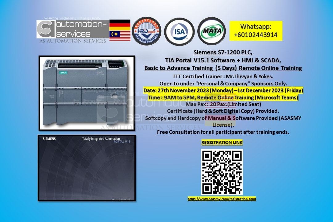 Unlocking the Power of Siemens S71200 PLC with TIA Portal V15.1 + HMI and SCADA . Join Our Advanced PLC Training Online (Microsoft Teams) , 5 Days , Basic to Advance. — training photo