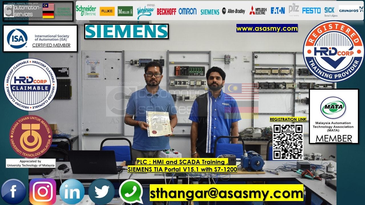 Siemens Tia Portal V15.1 Software with S7-1200, KTP400 Hardware and Analog I/O control VFD Motor. PLC , HMI & SCADA Basic to Advance , Personal Sponsor , Malaysia.