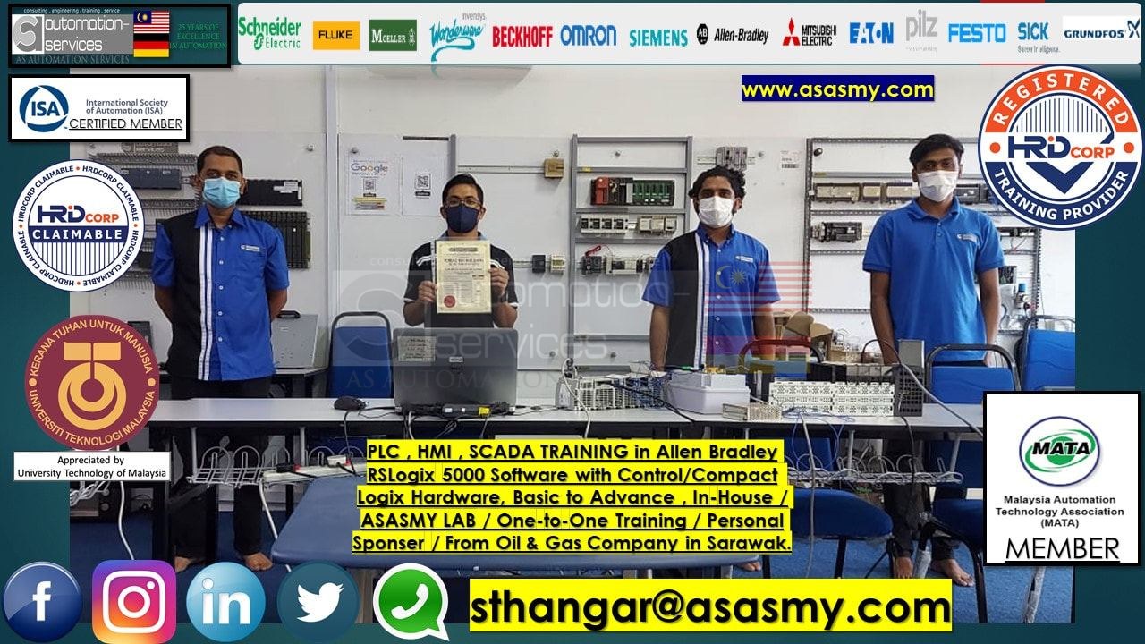 PLC , HMI , SCADA TRAINING in Allen Bradley RSLogix 5000 Software with Control/Compact Logix Hardware, Basic to Advance , In-House / ASASMY LAB / One-to-One Training / Personal Sponser / From Oil & Gas Company in Sarawak.