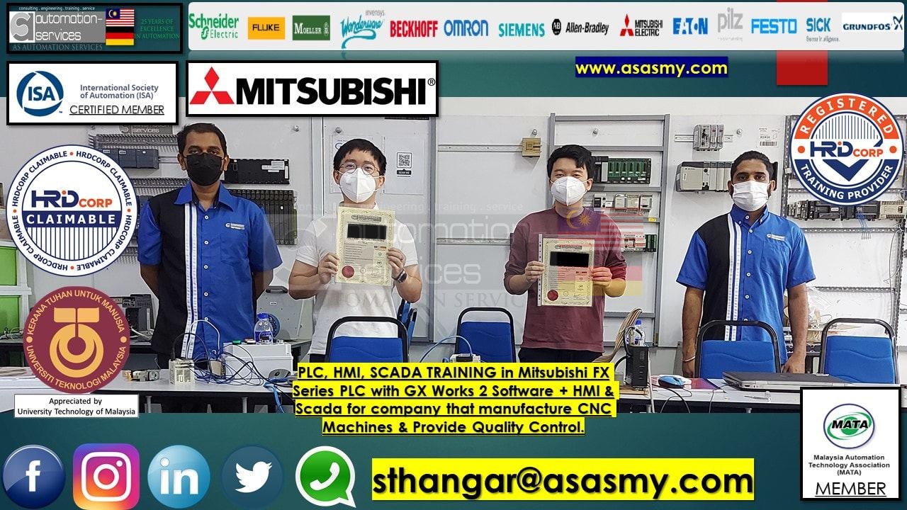 PLC, HMI, SCADA TRAINING in Mitsubishi FX Series PLC with GX Works 2 Software + HMI & Scada for company that manufacture CNC Machines & Provide Quality Control.