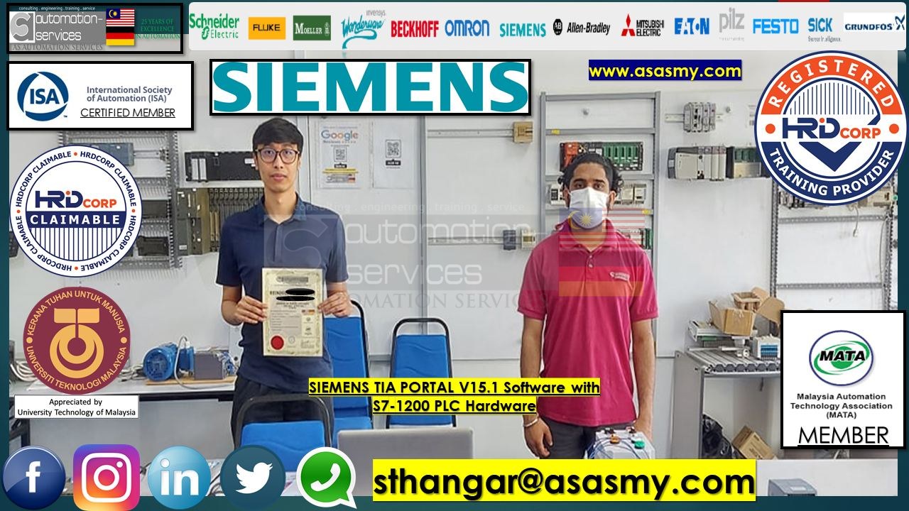 PLC , HMI , SCADA TRAINING in SIEMENS TIA PORTAL V15.1 Software with S7-1200 PLC Hardware Basic to Advance , In-House / ASASMY LAB / One-to-One Training / Personal Sponsor / Fresh Graduate as a mechanical engineer.