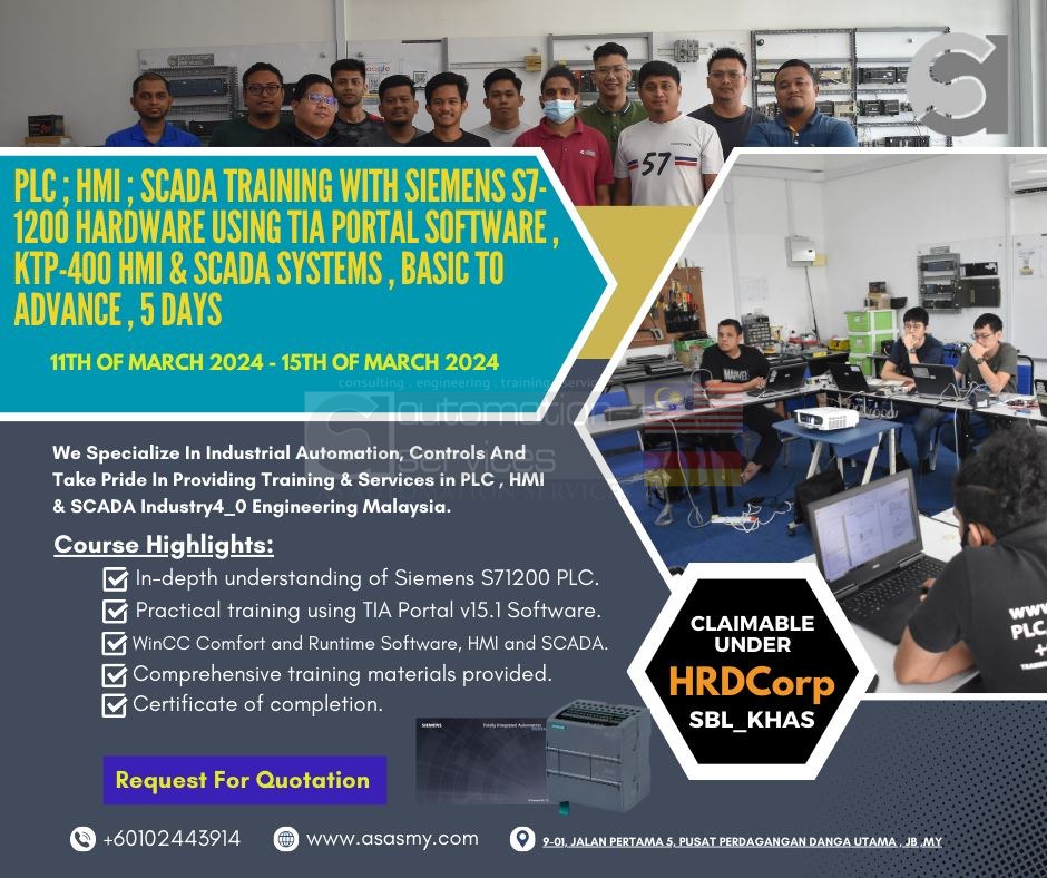 PLC ; HMI ; SCADA TRAINING with SIEMENS S7-1200 Hardware Using TIA Portal Software , KTP-400 HMI & SCADA Systems , Basic to Advance , 5 Days — training photo