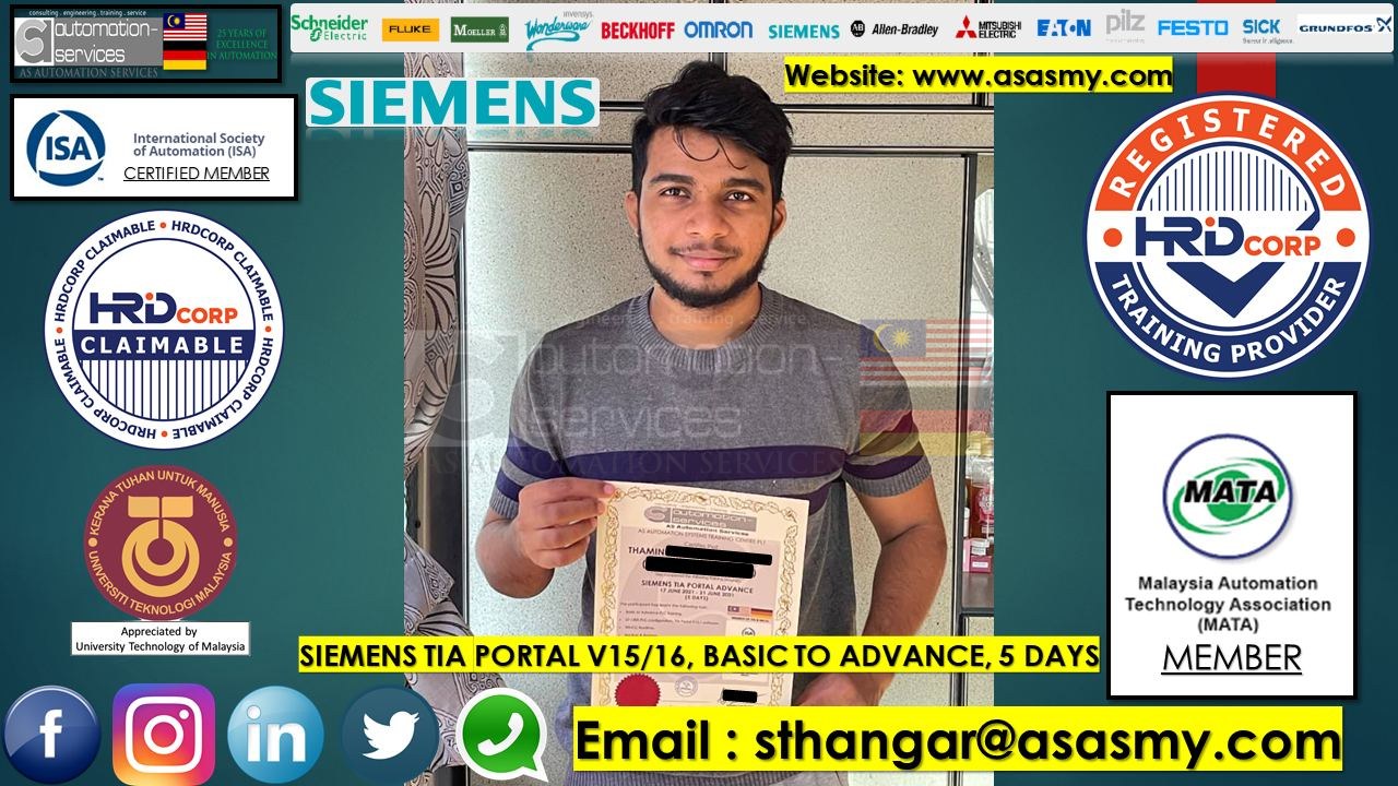 Siemens S7-1200 PLC with TIA Portal V15.1/V16 Software Training Basic to Advance (Remote Online/ 5 Days) — training photo