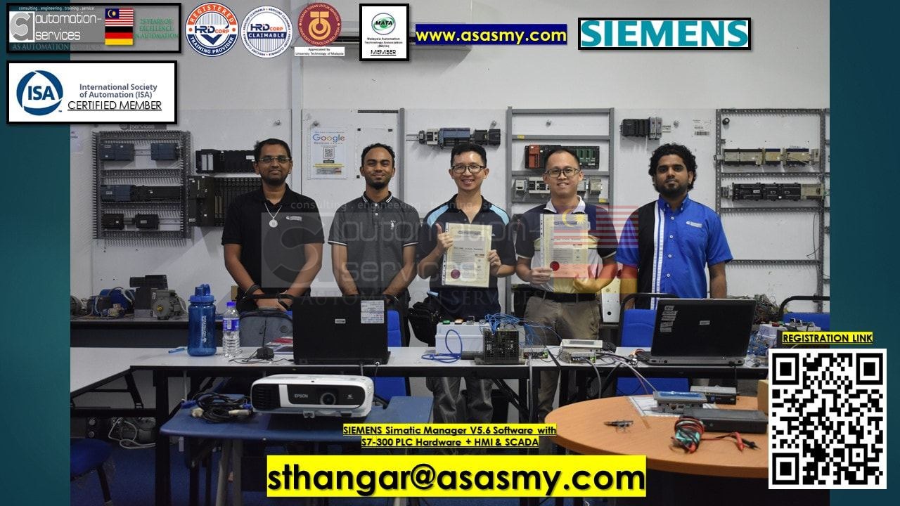PLC , HMI , SCADA TRAINING in SIEMENS SIMATIC MANAGER V5.6 Software with S7-300 PLC Hardware and HMI using WinCC Flexible 2008, Basic to Intermediate, asasmy lab / SBL-Khas / 3 Days / a well known Manufacturing and Trading in Precast Concrete Products
