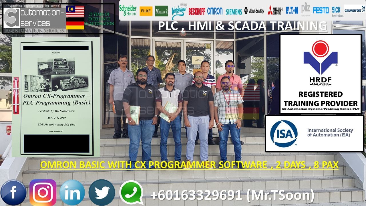 PLC Training On Omron PLC with CX Programmer (Basic), 2 days , 8 pax under 3rd party training provider at a company Manufacturing Company in Ulu Tiram , Johor. #WednesdayStory