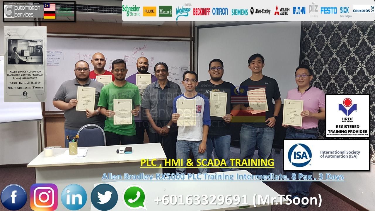 Allen Bradley Logix5000 (Hardware- Control/Compact Logix) Intermdediate for Electronic parts Manufacturing and Service company in Senai , Johor / 8 Pax & 3 Days.