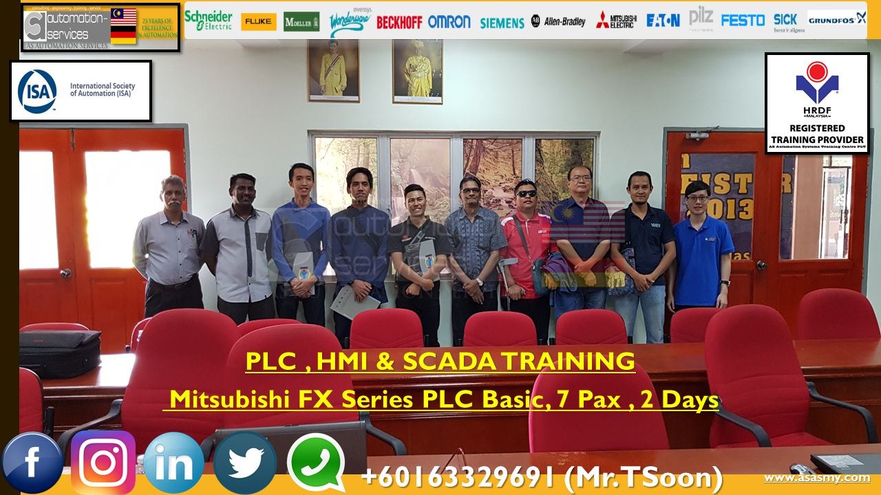 Mitsubishi FX Series PLC Basic, 7 Pax , 2 Days for a Specialized Glass Production Manufacturer in Negeri Sembilan.