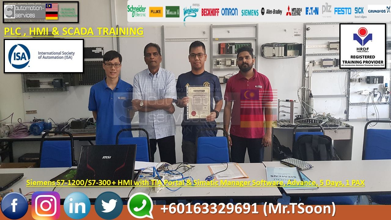 Siemens S7-1200/S7-300 + HMI with TIA Portal & SIMATIC Manager Software, Advance, 5 Days, 1 PAX ( Under Personal Sponsor Special Request)