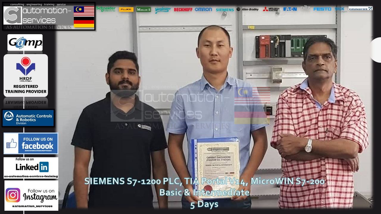 SIEMENS S7-1200 PLC, TIA Portal V14, MicroWIN S7-200 Basic & Intermediate, 5 Days. International Participant from a Company call CLEAN ENERGY, Mongolia.