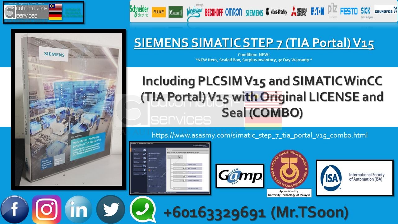 We sell SIEMENS SIMATIC STEP 7 (TIA Portal) V15 Products (Brand NEW) ORIGINAL COPY from GERMANY, Free Delivery in Malaysia Only.