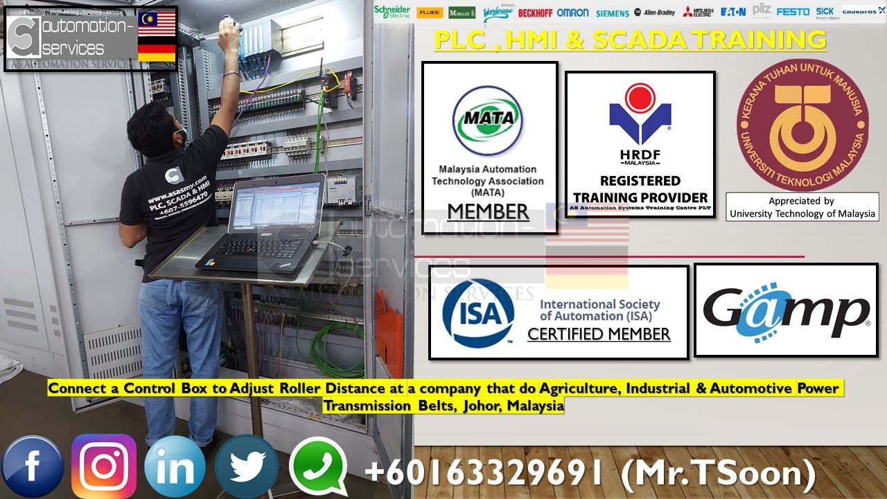 Connect a Control Box to Adjust Roller Distance at a company that do Agriculture, Industrial & Automotive Power Transmission Belts,  Johor, Malaysia.