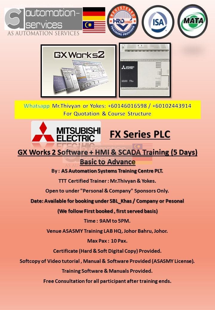 Mitsubishi FX Series PLC and GX Works 2 Software with HMI and SCADA , bASIC TO aDVANCE / 5 dAYS
