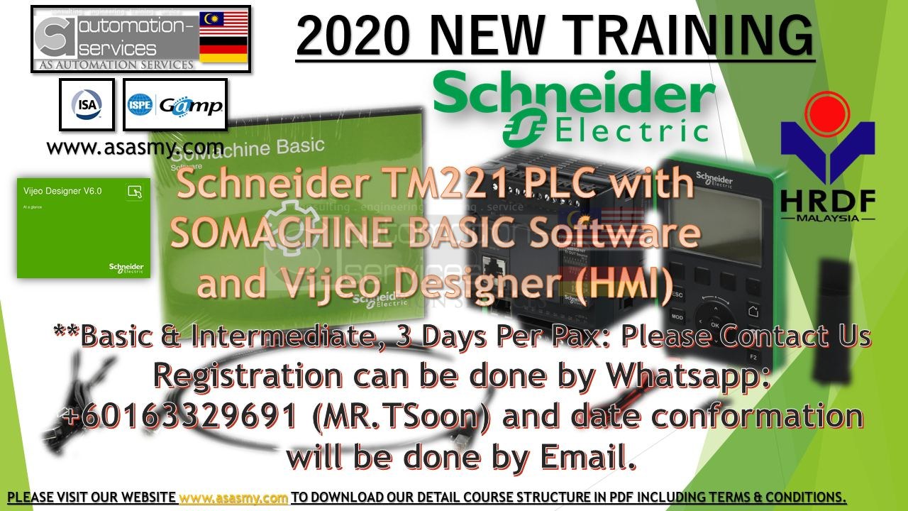 (New Course) Schneider TM221 PLC with SOMACHINE BASIC Software and Vijeo Designer (HMI).