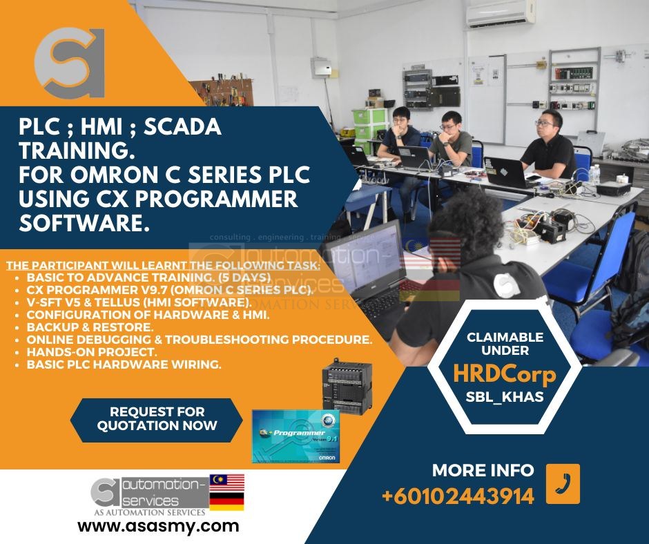 Omron C Series PLC using CX Programmer Software + HMI & SCADA, Basic to Advance Training (5 Days).