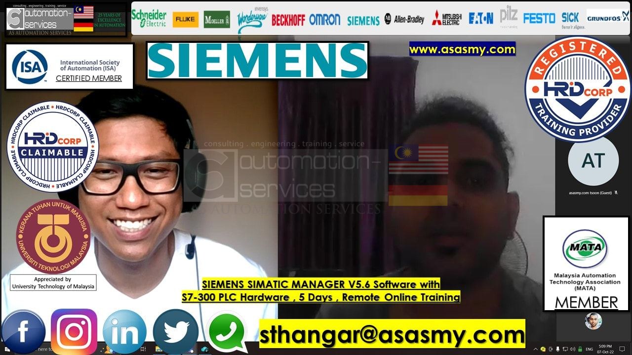 PLC , HMI , SCADA TRAINING in SIEMENS Simatic Manager V5.6 Software with S7-300 PLC Hardware + HMI Basic to Advance , Remote Online Training / 1 Pax / Participant working at Offshore / Oil platform.