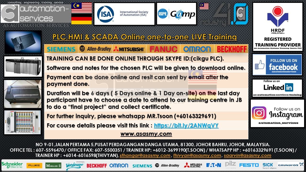 PLC,HMI & SCADA Online one-to-one LIVE Training