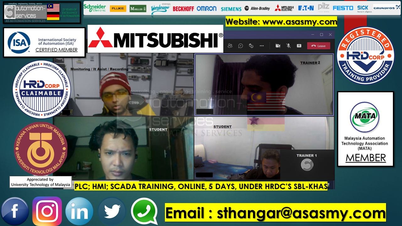 PLC;HMI;SCADA Training in Mitsubishi FX Series PLC, 5 Days, Online under HRDC SBL-KHAS