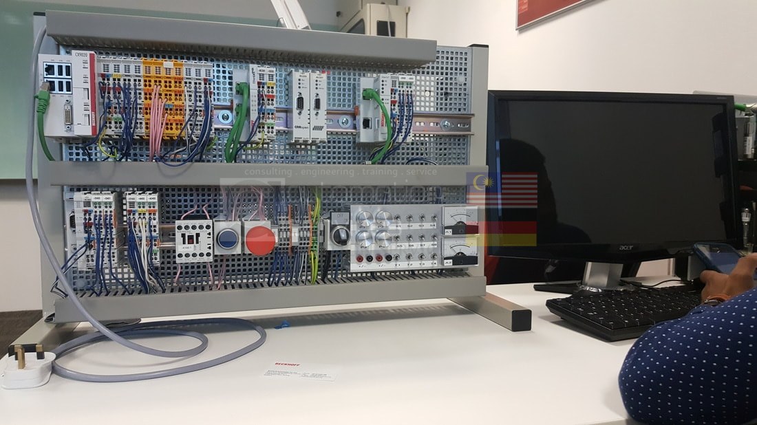 PLC training kits in use during hands-on training